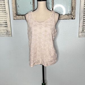 J. Crew Women's Tank Top Floral Lace Front Overlay Sleeveless Cream Size Large